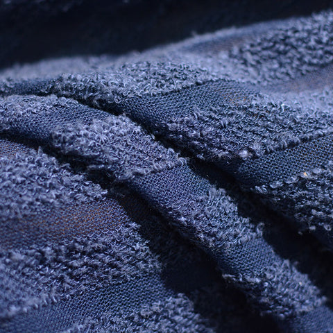 Navy Horizontal-Stripe Jacquard, Cotton, 212 gsm