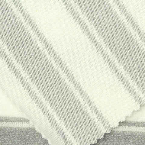 Grey Horizontal-Stripe French Terry, Poly-Cotton, 210 gsm