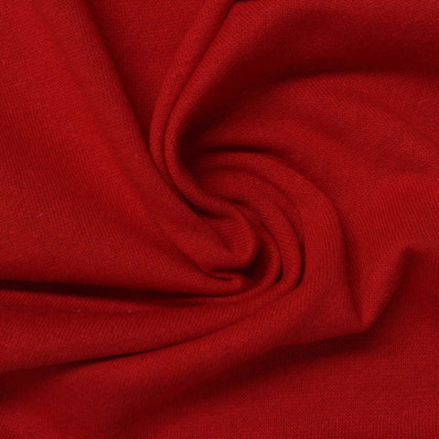 Brushed Cotton Polyester French Terry Fabric, 198 gsm, 165 cm — Red