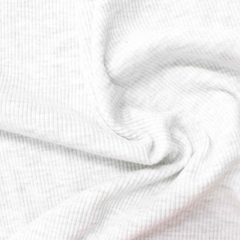 Light Grey Marl Rib Knit, Poly-Cotton, 293 gsm