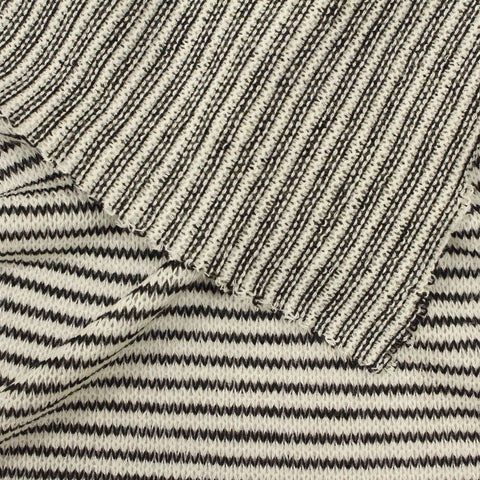 Black Horizontal-Stripe Chunky Knit, Poly-Viscose, 145 gsm