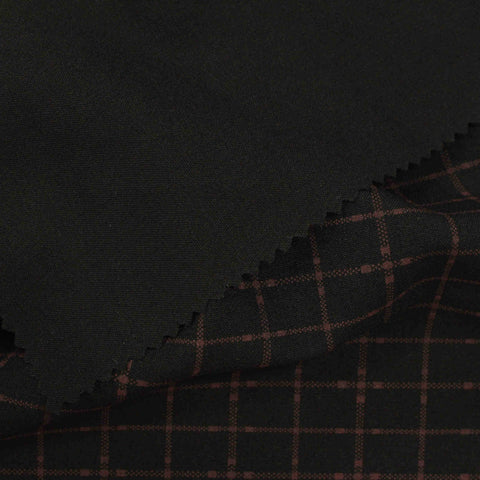 Dark Red Check Woven, Poly-Viscose