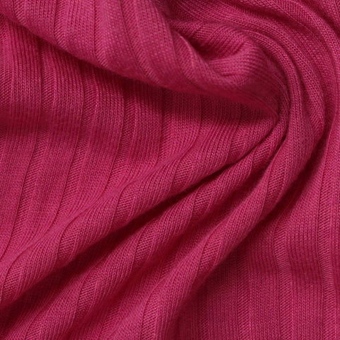 Polyester Viscose Rib Knit Fabric, 158 gsm — Pink
