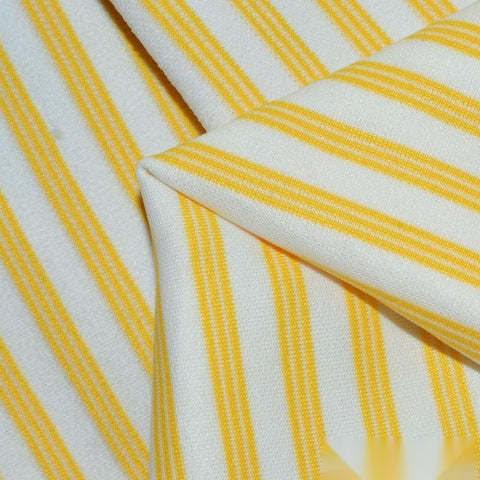 Yellow Vertical-Stripe Linen-Look, Polyester