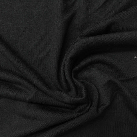 Polyester Viscose Jersey Knit Fabric, 146 gsm, 170 cm — Black