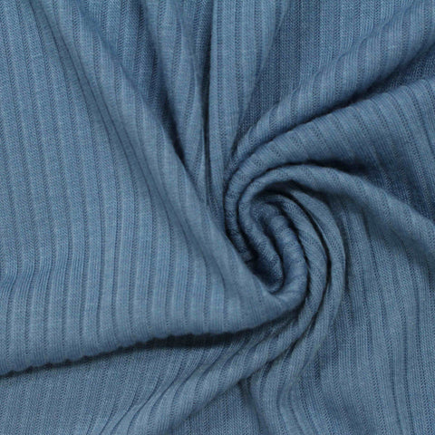Polyester Viscose Rib Knit Fabric, 175 gsm, 135 cm — Blue