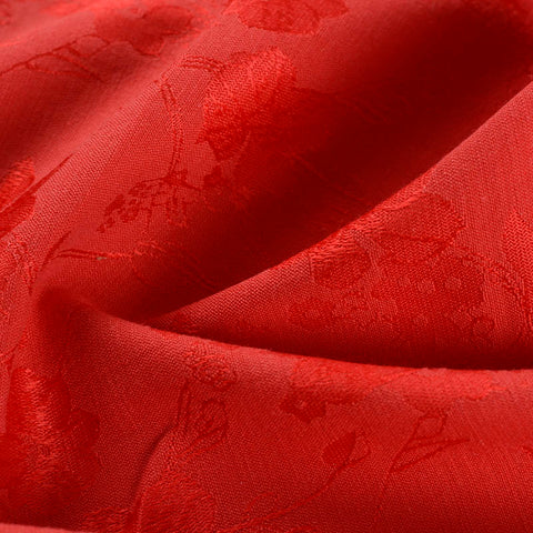 Red Floral Jacquard, Cotton-Poly