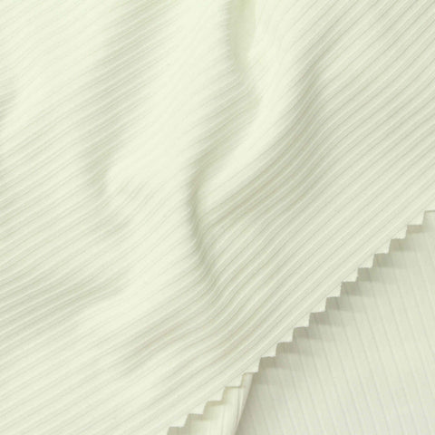 Polyester Stretch Rib Knit Fabric, 200 gsm, 160 cm — White