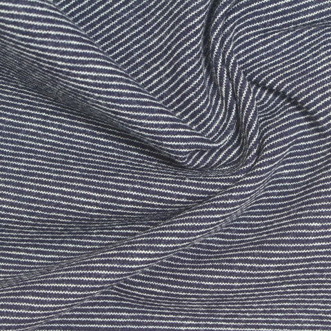 White Horizontal-Stripe Knit Denim, Cotton