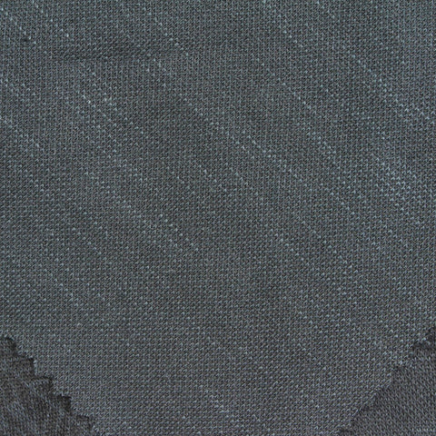 Dark Grey Tone-on-Tone Fern Piqué Knit, Modal-Poly