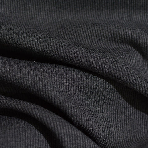 Heather 100% Polyester Rib Knit Fabric, 371 gsm, 154 cm — Grey