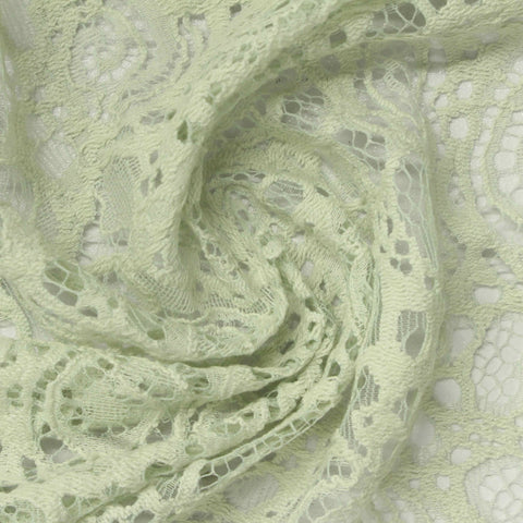 Light Green Floral Lace, Cotton-Nylon