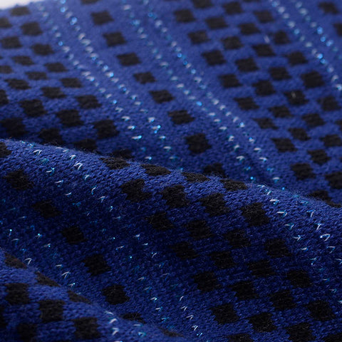 Blue Small-Square Jacquard, Poly-Viscose