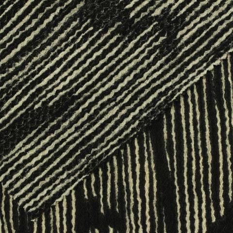 Black Vertical-Stripe Warp Knit, Polyester, 160 gsm, 160 cm