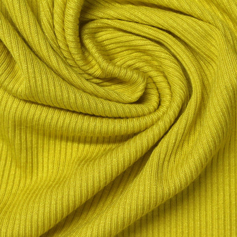Viscose Stretch Rib Knit Fabric, 190 gsm, 125 cm — Yellow