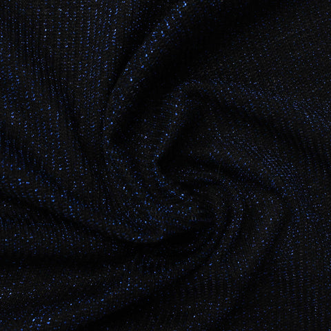 Black Marl Rib Knit, Viscose-Poly, 136 gsm