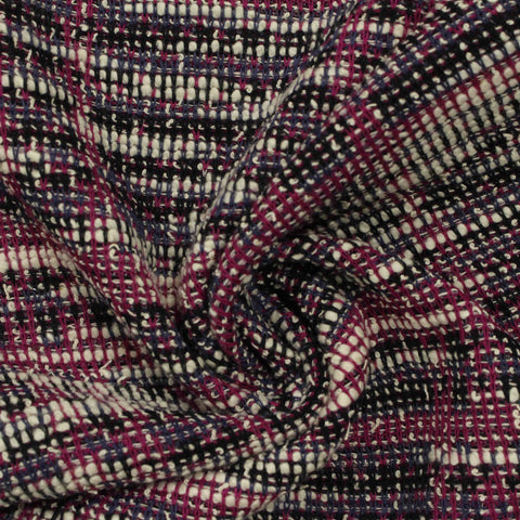 Black Abstract Interlock Knit, Poly-Cotton, 294 gsm