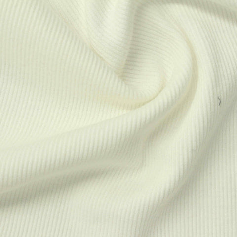 Cotton Stretch Rib Knit Fabric, 239 gsm, 150 cm — White