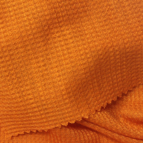 Slub Polyester Viscose Waffle Knit Fabric, 145 gsm, 170 cm — Orange