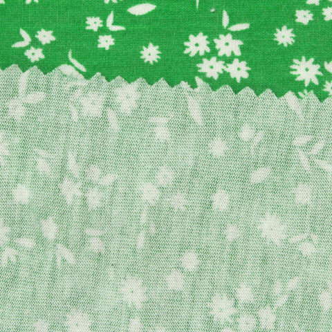White Floral Jersey Knit, Poly-Viscose, 170 gsm