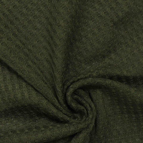 Polyester Stretch Waffle Knit Fabric, 185 gsm, 155 cm — Green