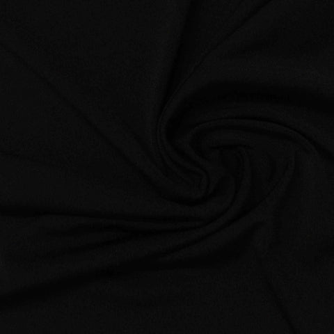 Polyester Stretch Linen-Look Fabric, 229 gsm, 160 cm — Black
