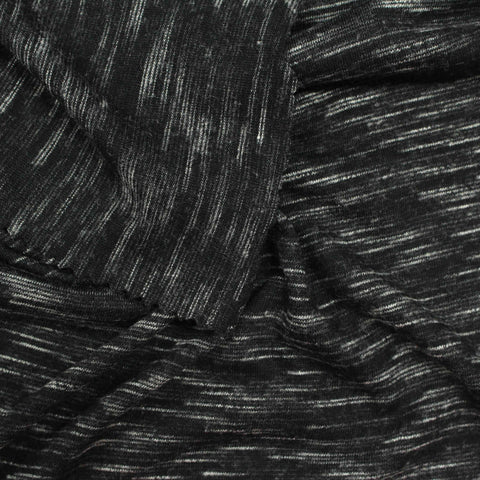 Black Marl Jersey Knit, Poly-Viscose, 158 gsm