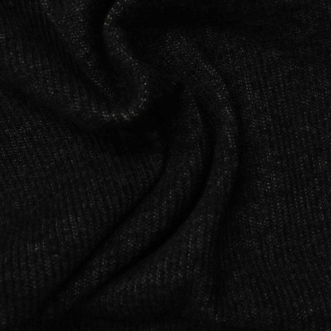 Dark Grey Marl Rib Knit, Poly-Cotton, 336 gsm