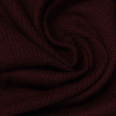 Dark Red Marl Waffle Knit, Cotton-Poly
