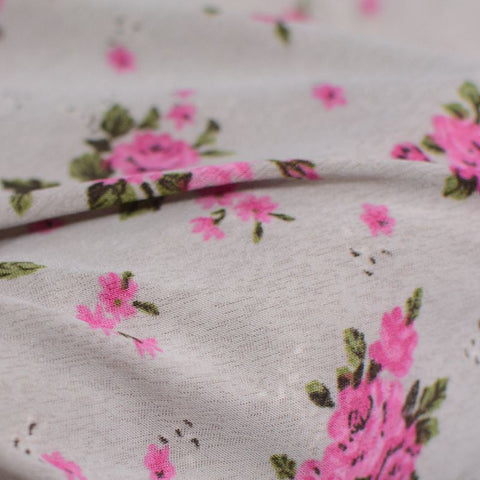 Pink Roses Knit, Polyester, 140 gsm