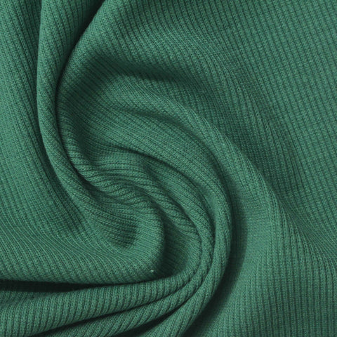 Polyester Cotton Stretch Rib Knit Fabric, 280 gsm — Green