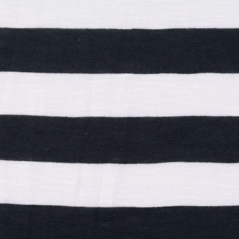 Black Horizontal-Stripe Jersey Knit, Polyester, 143 gsm