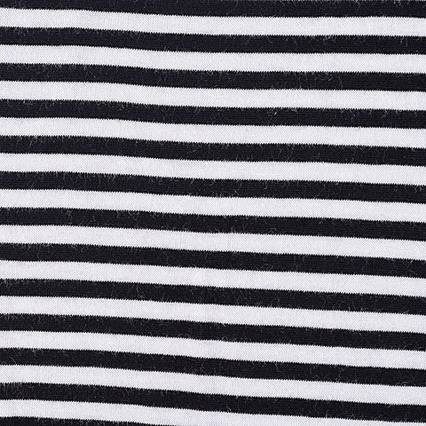 Black Horizontal-Stripe Jersey Knit, Cotton-Modal, 170 gsm