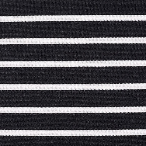 Black Horizontal-Stripe Ponte Knit, Viscose-Nylon, 320 gsm, 150 cm