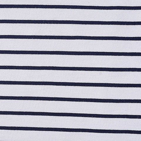 Navy Horizontal-Stripe Ponte Knit, Poly-Viscose, 325 gsm