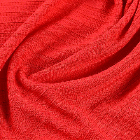 Viscose Polyester Stretch Rib Knit Fabric, 180 gsm — Red, ref EF-3512