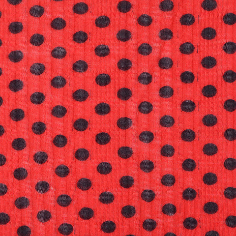 Black Dots Rib Knit, Polyester
