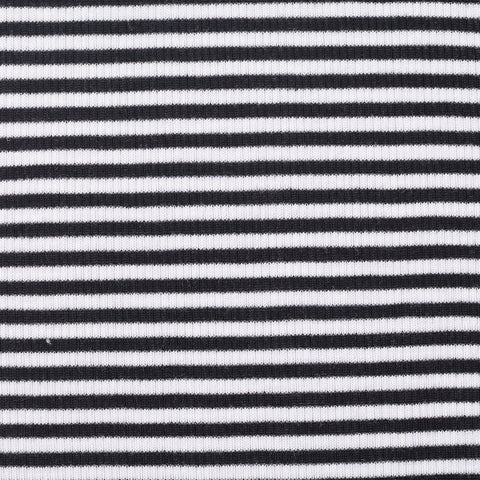 Black Horizontal-Stripe Rib Knit, Poly-Viscose, 136 gsm