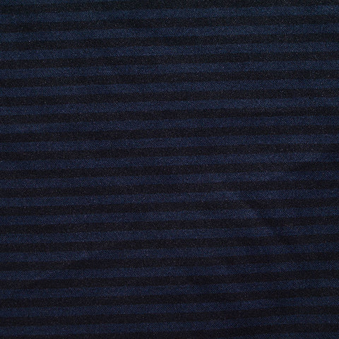 Blue Horizontal-Stripe Jacquard, Poly-Viscose
