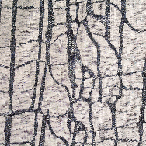 Dark Grey Abstract-Line Jacquard, Poly-Cotton