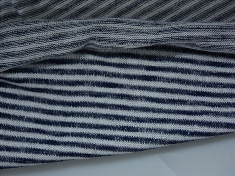 Navy Horizontal-Stripe Chunky Knit, Poly-Viscose, 190 gsm