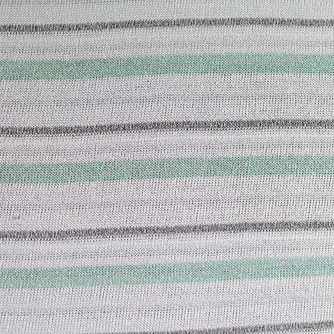 White Horizontal-Stripe Chunky Knit, Poly-Viscose, 146 gsm