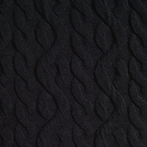 Jacquard Polyester Viscose Stretch Knit Fabric, 350 gsm, 165 cm — Black