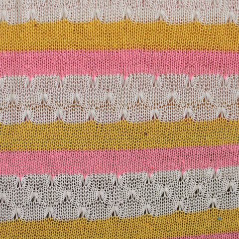 Yellow Horizontal-Stripe Knit, Poly-Cotton, 260 gsm