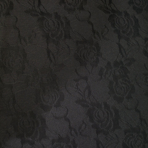 Black Floral Jacquard, Polyester, 130 gsm