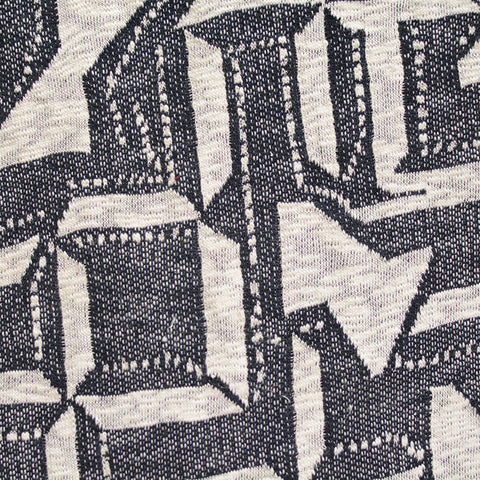 Dark Blue Geometric Chunky Knit, Cotton-Poly, 280 gsm
