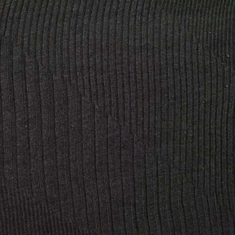 Polyester Viscose Stretch Rib Knit Fabric, 220 gsm — Black