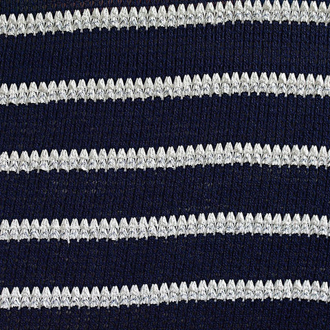 Navy Horizontal-Stripe Knit, Poly-Viscose, 175 gsm