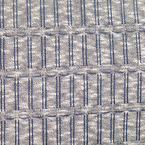 Blue Vertical-Line Interlock Knit, Cotton-Poly
