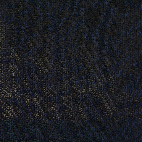 Dark Blue Chevron Chunky Knit, Cotton-Poly